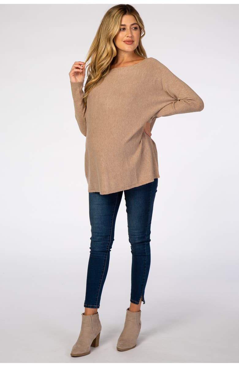 PinkBlush Soft Knit Boatneck Dolman Sleeve Sweater, Alternate, color, Mocha