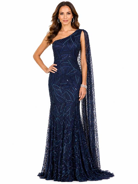 Beaded Faux-Wrap V-Neck Bridal Gown