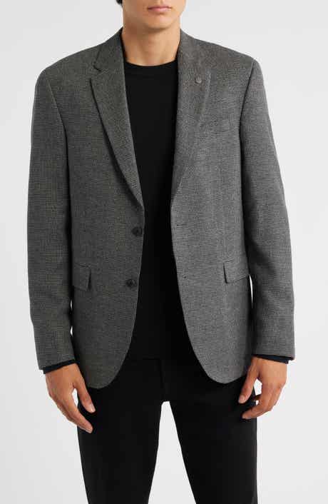 AllSaints Ross Slim Fit Grey Micro Houndstooth Sport Coat