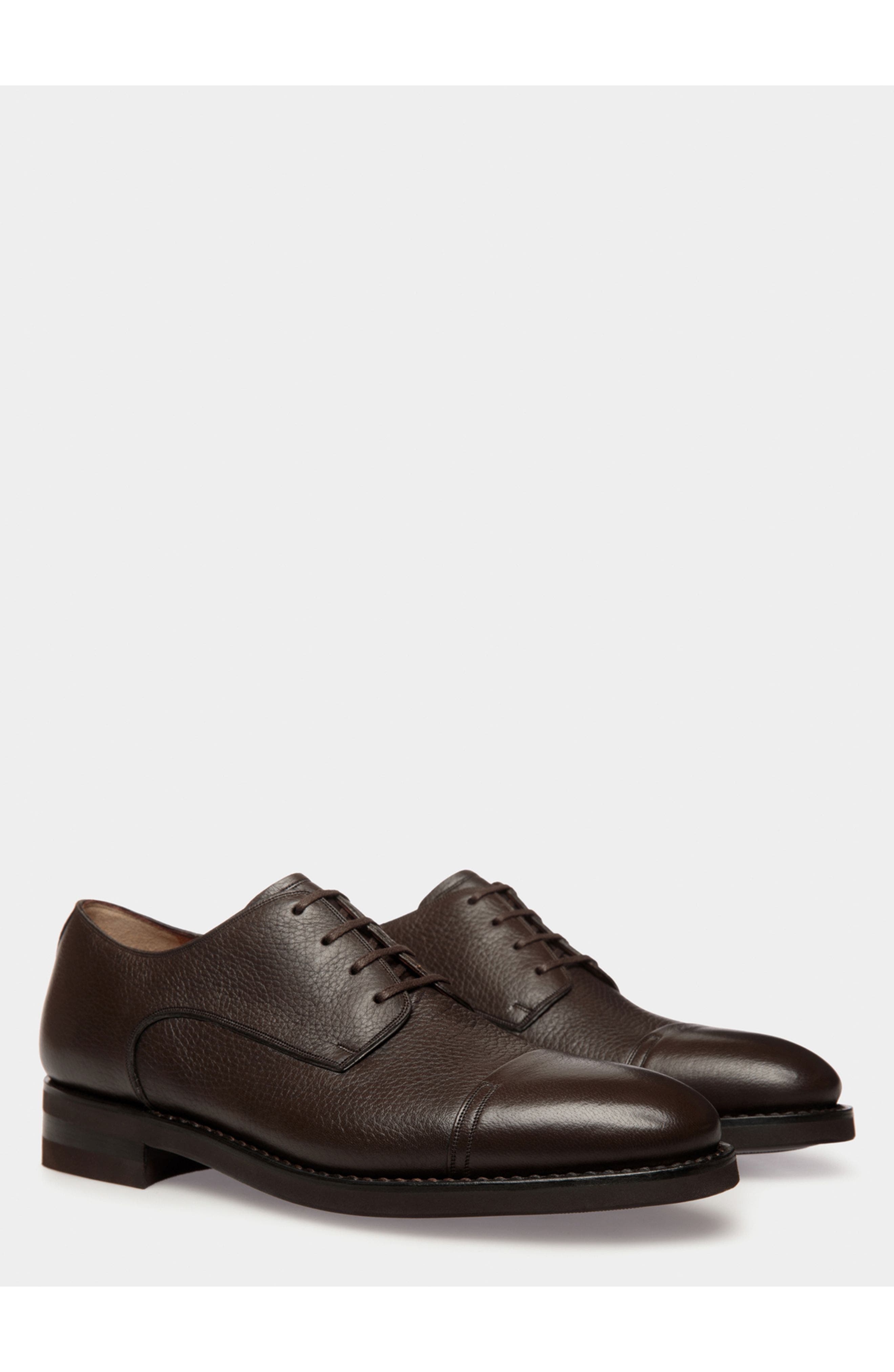 Bally Scribe Un Derby In Deer Leather, Alternate, color, Ebano 21