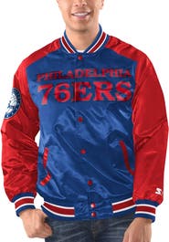 STARTER Men's Starter Royal/Red Philadelphia 76ers Renegade Satin Full-Snap Varsity Jacket