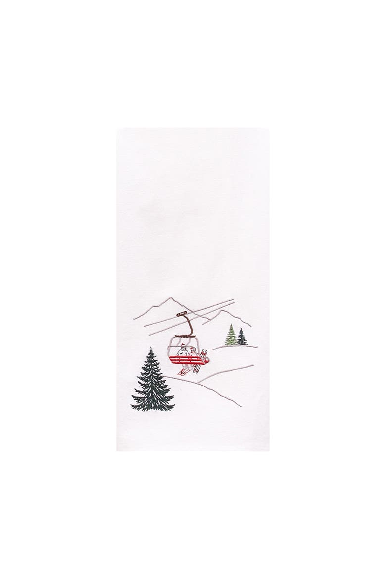 Ski Lift Winter Sports Cabin and Lodge Christmas Towel, Main, color, White