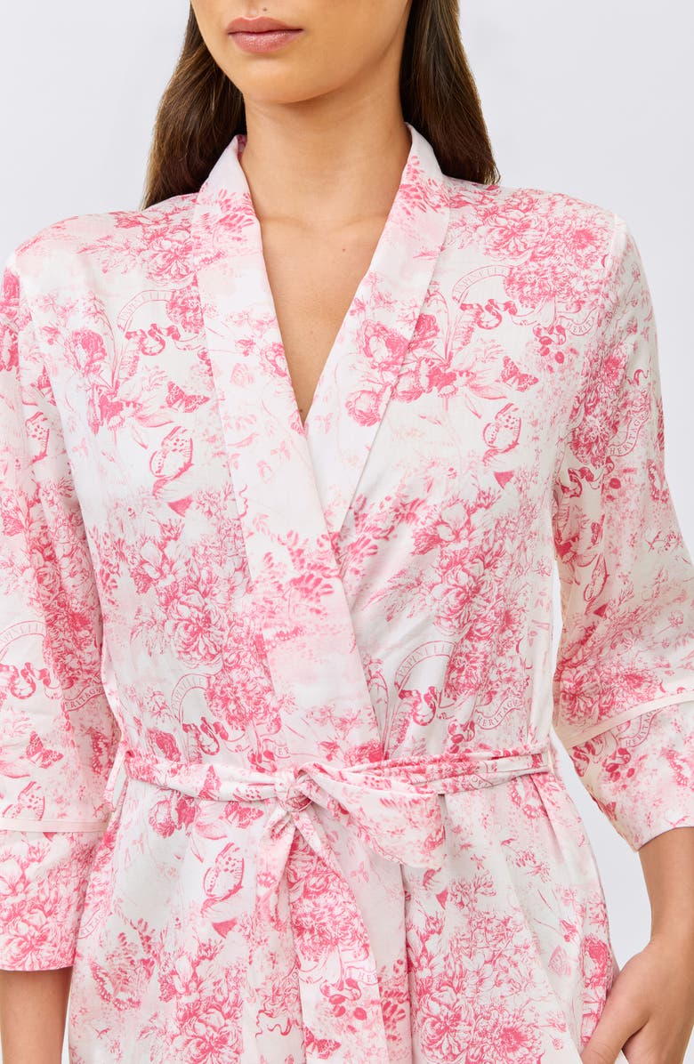 Papinelle Toile de Jouy Cotton Sateen Midi Robe, Alternate, color, Pink Lemonade