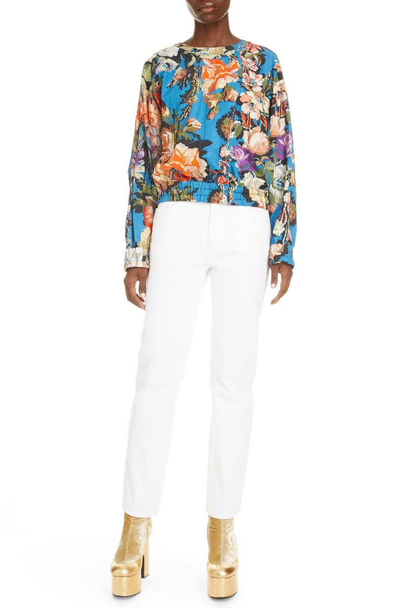 Dries Van Noten Calvin Floral Cotton Blend Top, Alternate, color, 