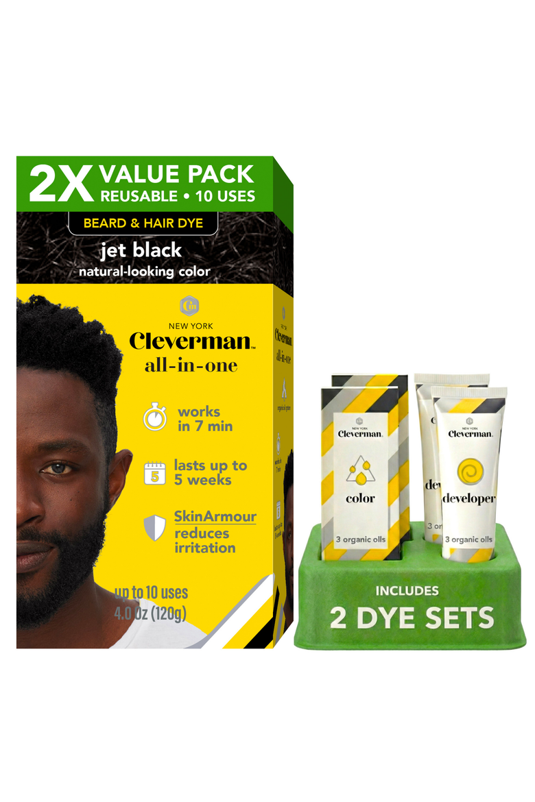 2X Pack Coarse & Coily Hair · Reusable Beard & Hair Dye Kit, Main, color, Jet Black