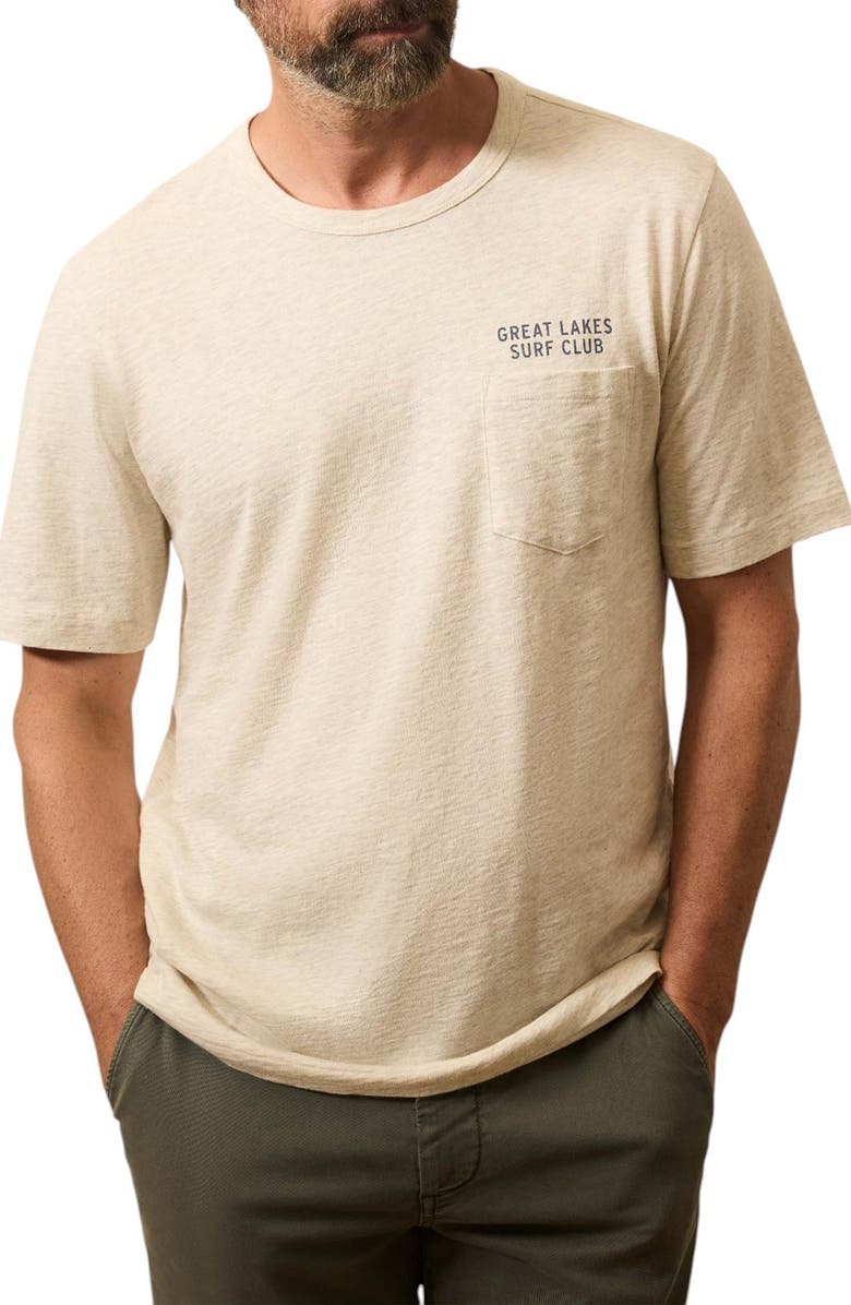 Faherty The Great Lakes Surf Club Sunwashed Cotton Graphic T-Shirt, Main, color, Island Dune Heather