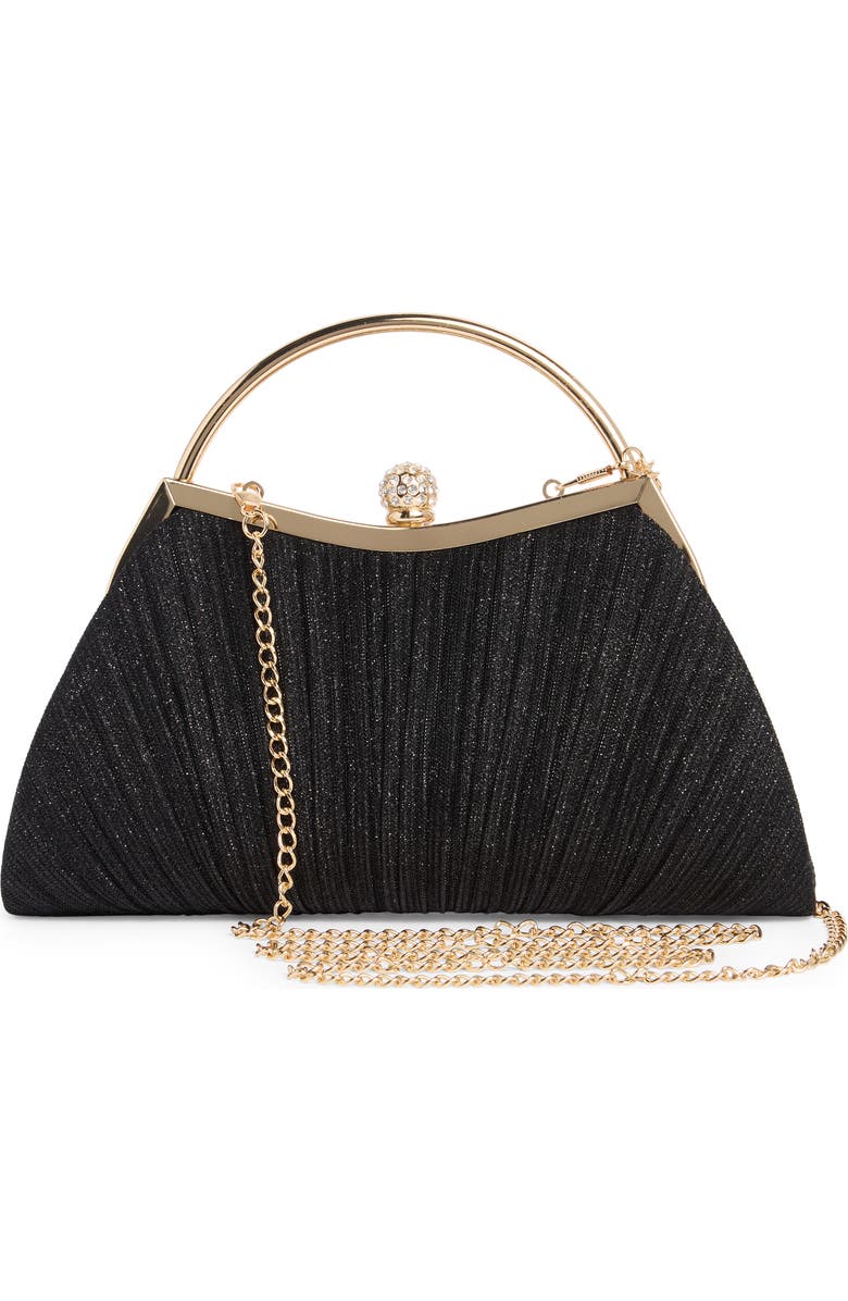 ALESSIA BIANCHI Glitter Curve Frame Clutch, Alternate, color, Black