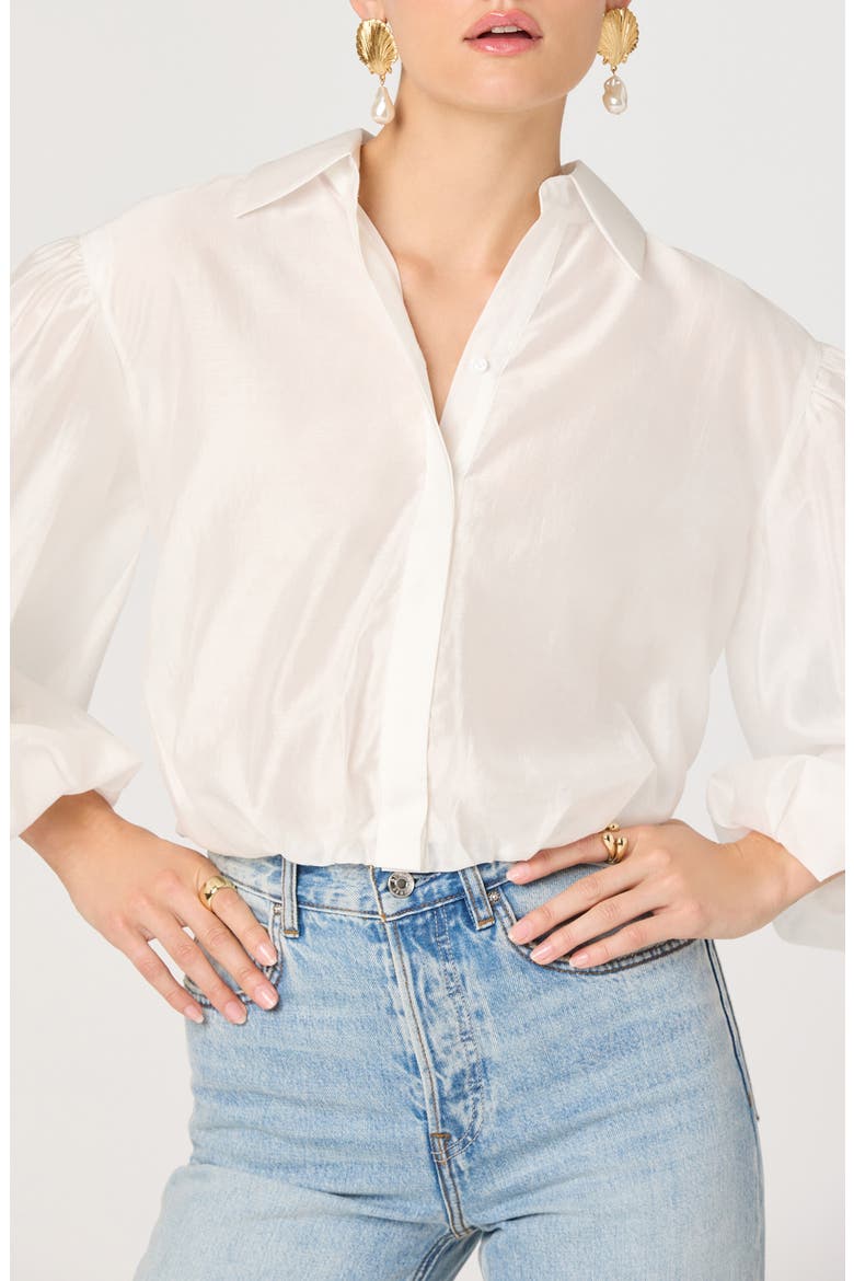 Cordey Long Sleeve Bubble Hem Top, Alternate, color, WHITE