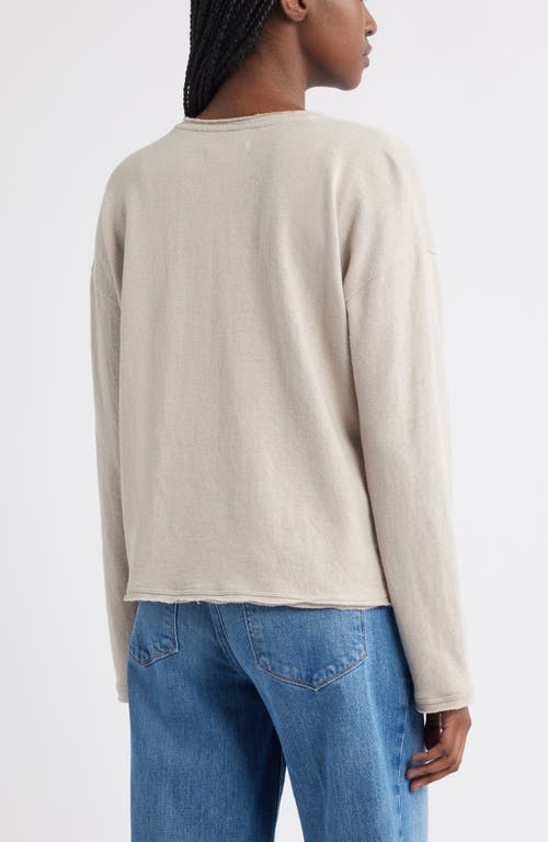 Treasure & Bond Roll Crewneck Boxy Long Sleeve Cotton Blend Top In Neutral