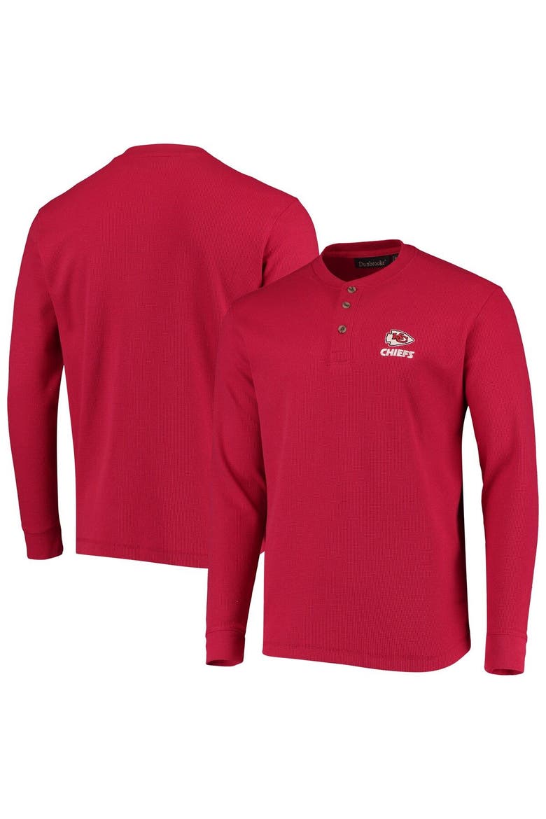 Men's Dunbrooke Red Kansas City Chiefs Logo Maverick Thermal Henley Long Sleeve T-Shirt, Alternate, color, Red