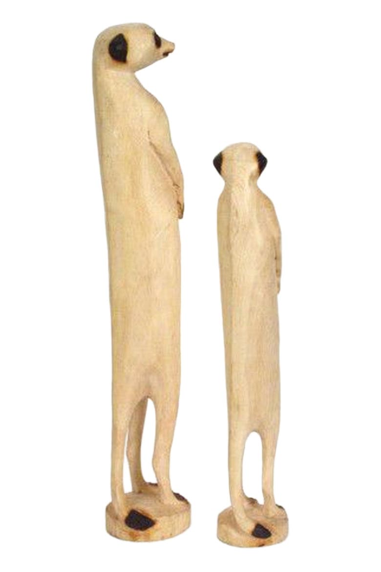 Hand Carved Standing Meerkat, Alternate, color, Natural