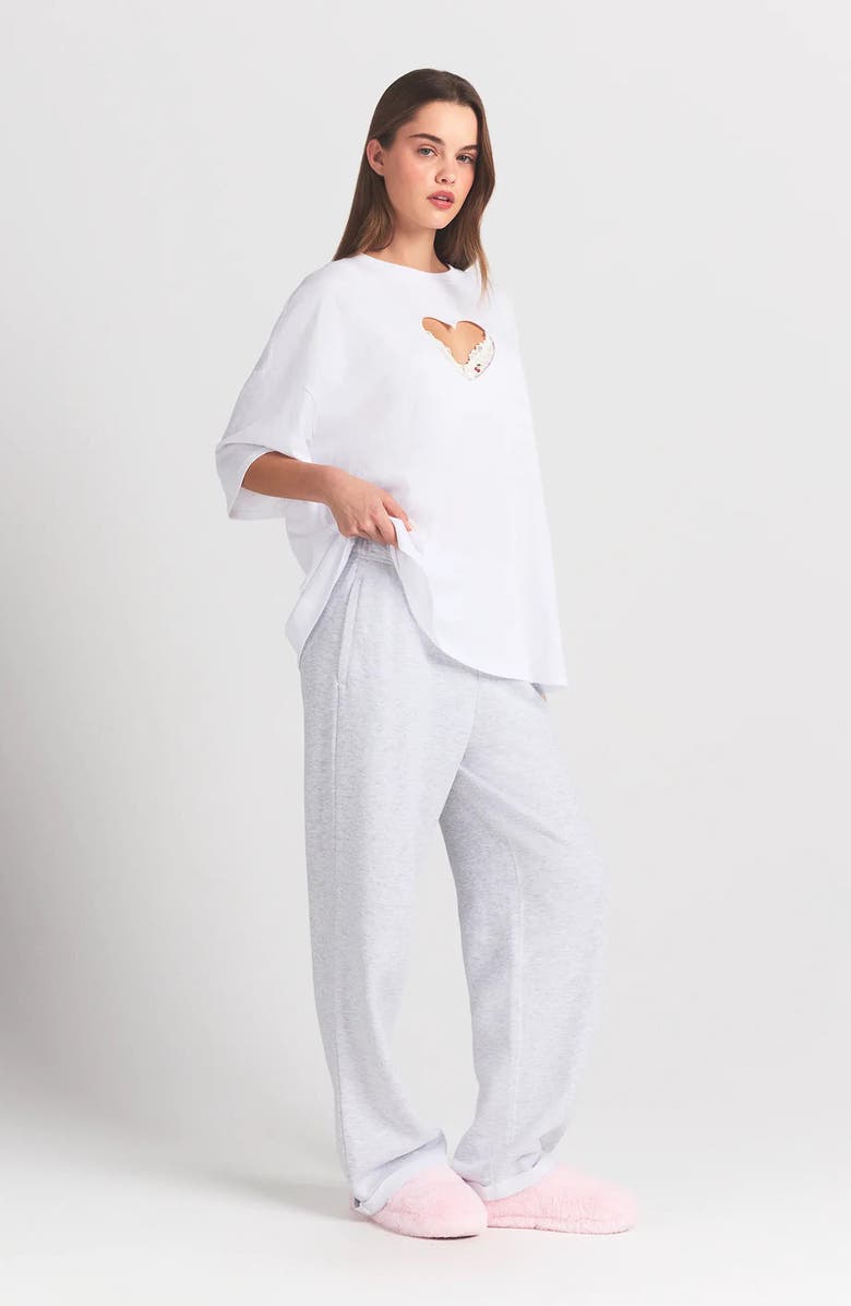 SKIMS Heart Cutout Pajama T-Shirt, Alternate, color, Snow