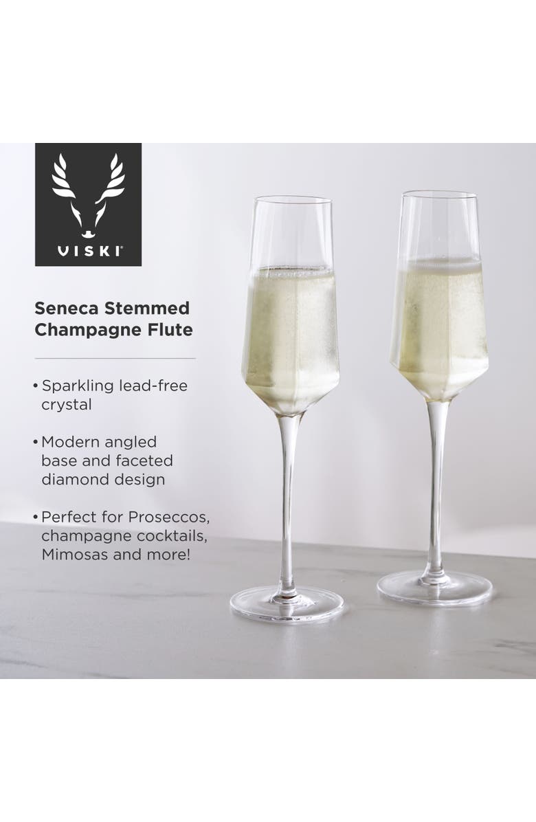 Viski Seneca Crystal Stemmed Champagne Flutes Set of 2, Alternate, color, Clear