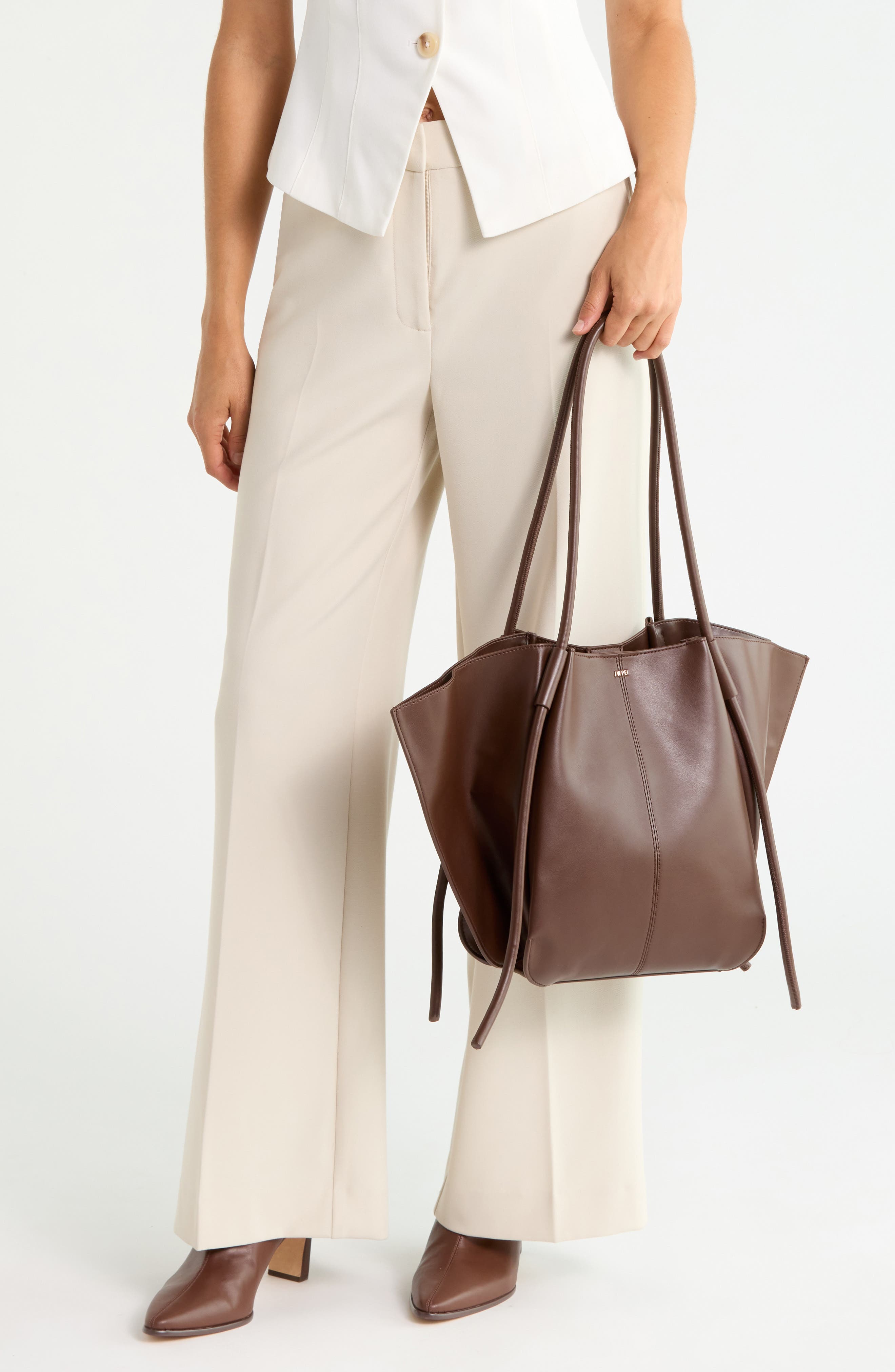 Large Nala Faux Leather Wide Tote, Alternate, color, DEEP BROWN