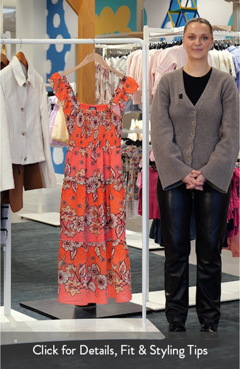 Floral Print Smock Midi Dress, sales video thumbnail