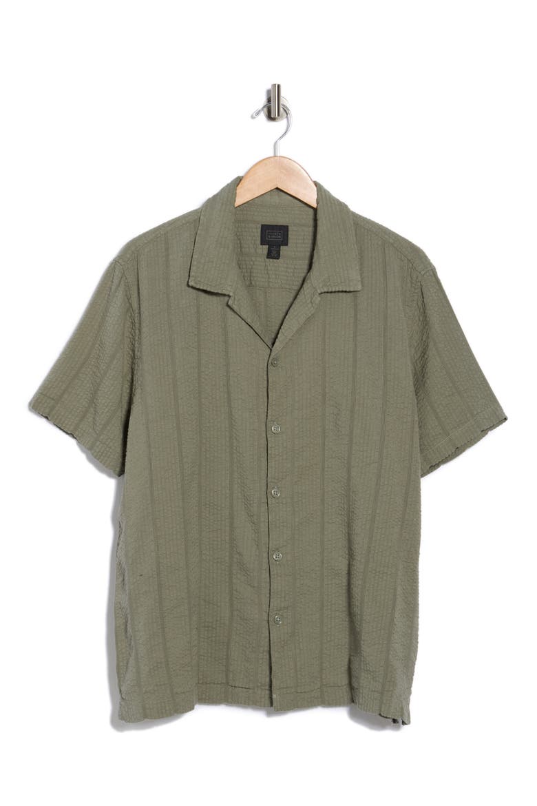 Short Sleeve Seersucker Café Shirt, Alternate, color, GREEN DUNE