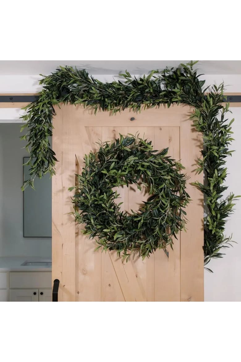 9' Artificial Olive Leaf Garland, Alternate, color, Green foliage