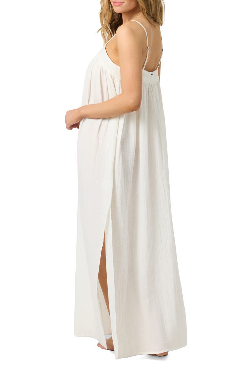 Sai Saltwater Solids Cover-Up Cotton Maxi Dress, Alternate, color, WHITE