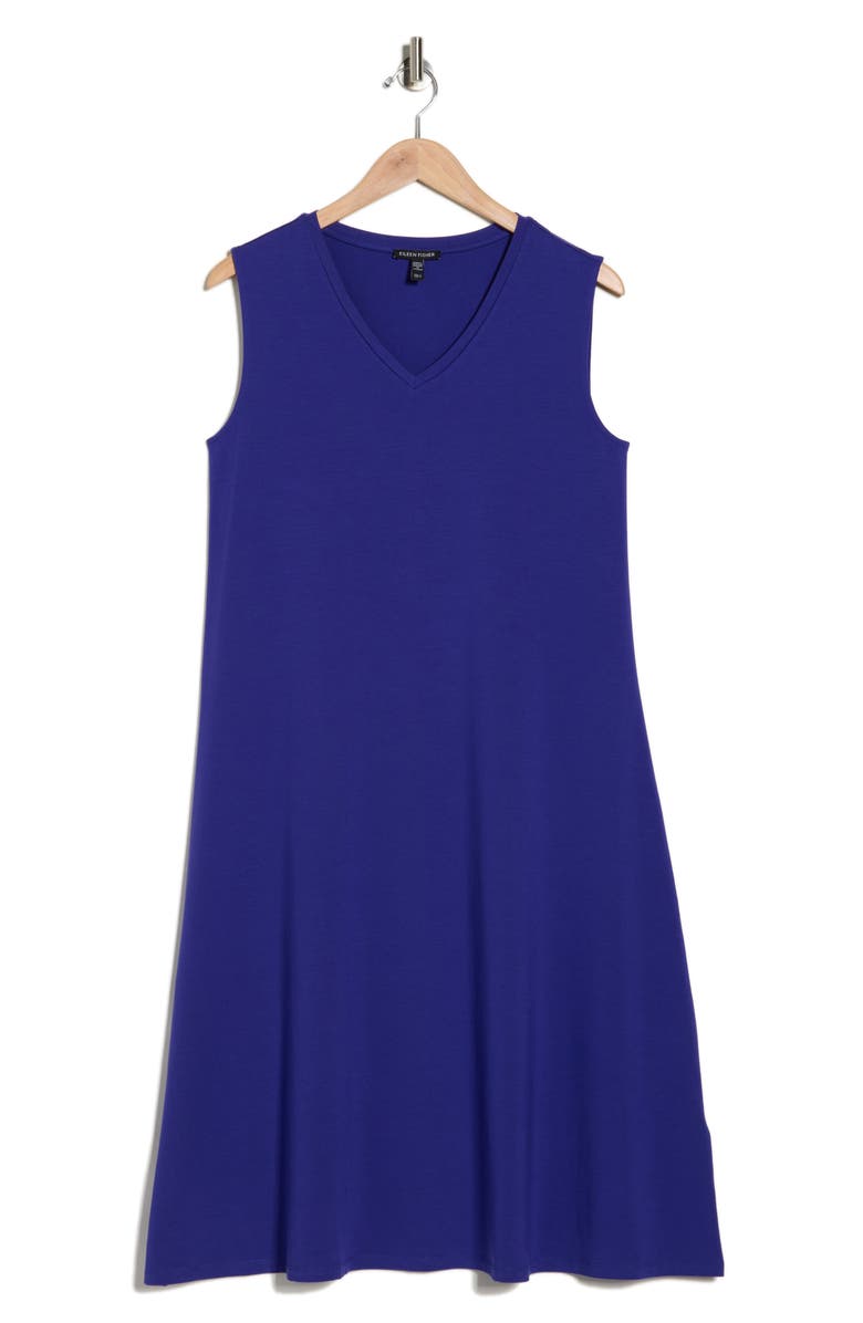 Eileen Fisher V-Neck Tank Dress, Alternate, color, Blue Violet