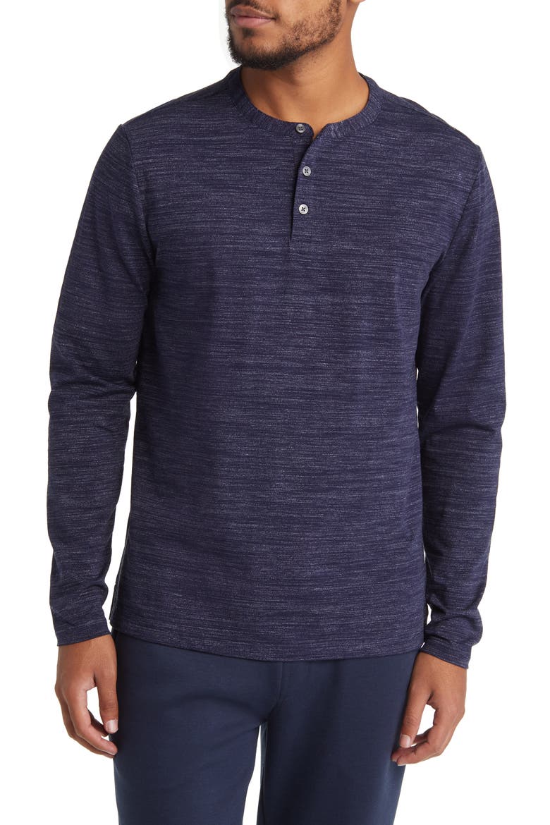 Laslow Long Sleeve Slub Jersey Henley, Main, color, NAVY