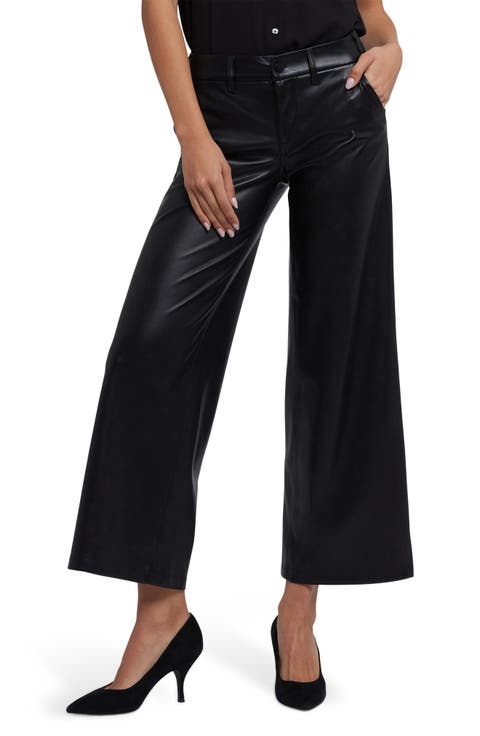 Faux Leather Wide Leg Ankle Pants