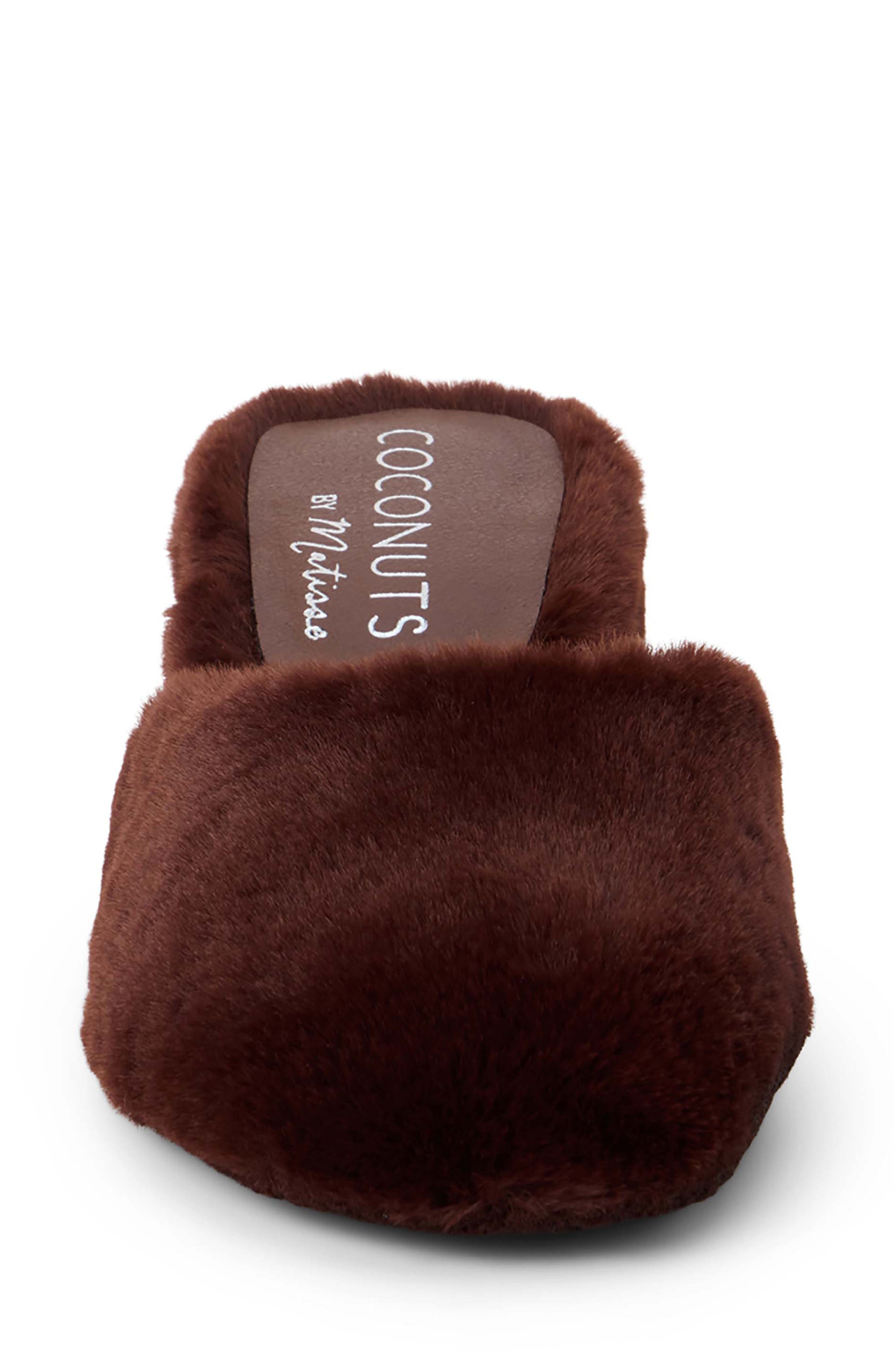 Teddy Faux Fur Mule, Alternate, color, CHOCOLATE