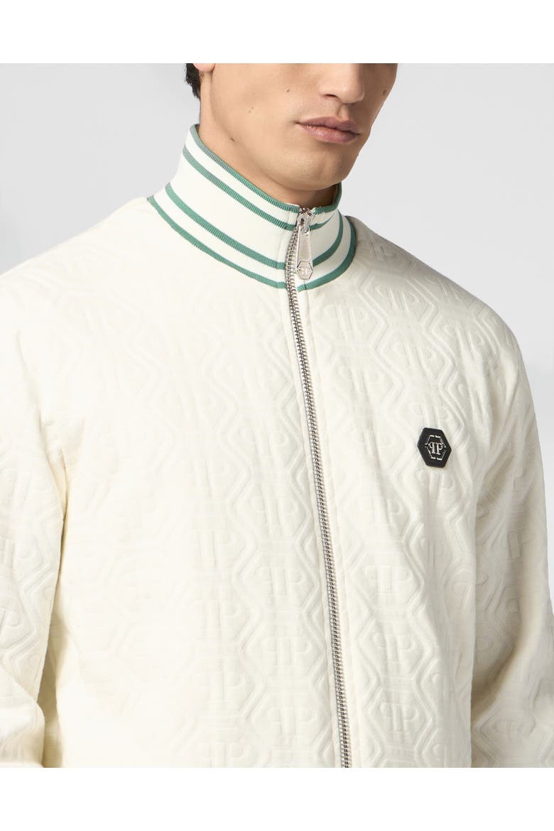 Tracksuit Jacket Jacquard Monogram Men, Alternate, color, OffWhite