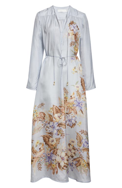 ZIMMERMANN ZIMMERMANN COCO PLACED PRINT LONG SLEEVE SILK DRESS