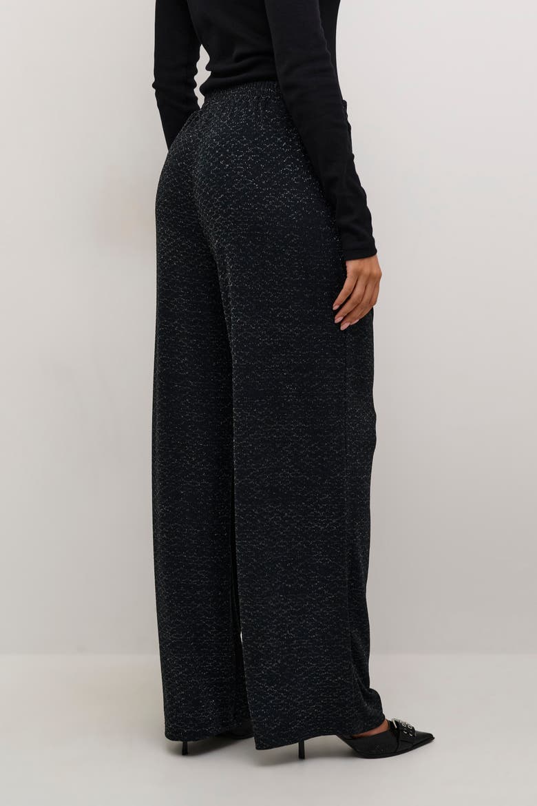 Kaellie Glitter Jersey Wide Leg Trousers, Alternate, color, Black Glitter Jersey