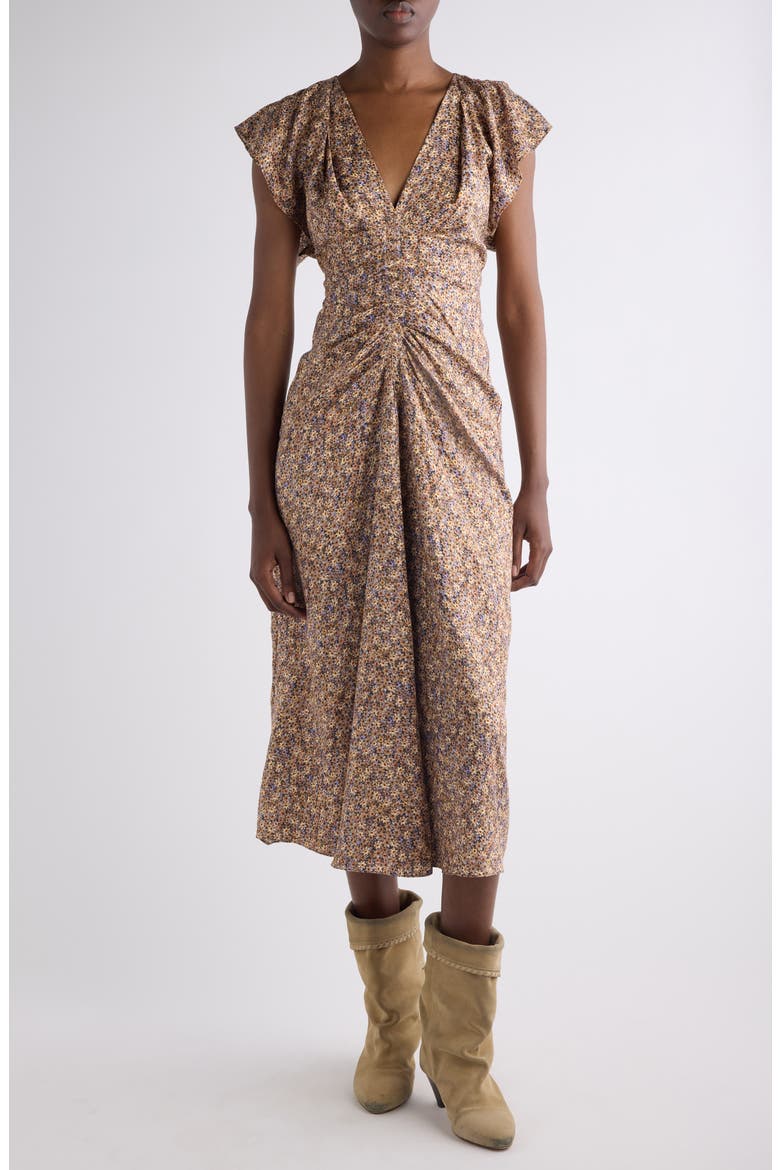 Lyndsay Floral Jacquard Midi Dress, Main, color, OCHRE