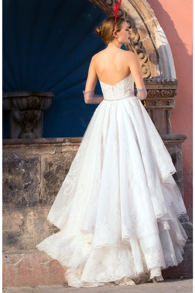 Alejandra Beaded Silk Tulle Strapless Ballgown, Alternate, color, IVORY