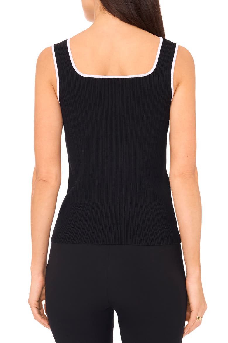 Piped Sweetheart Neck Sweater Tank Top, Alternate, color, RICH BLACK