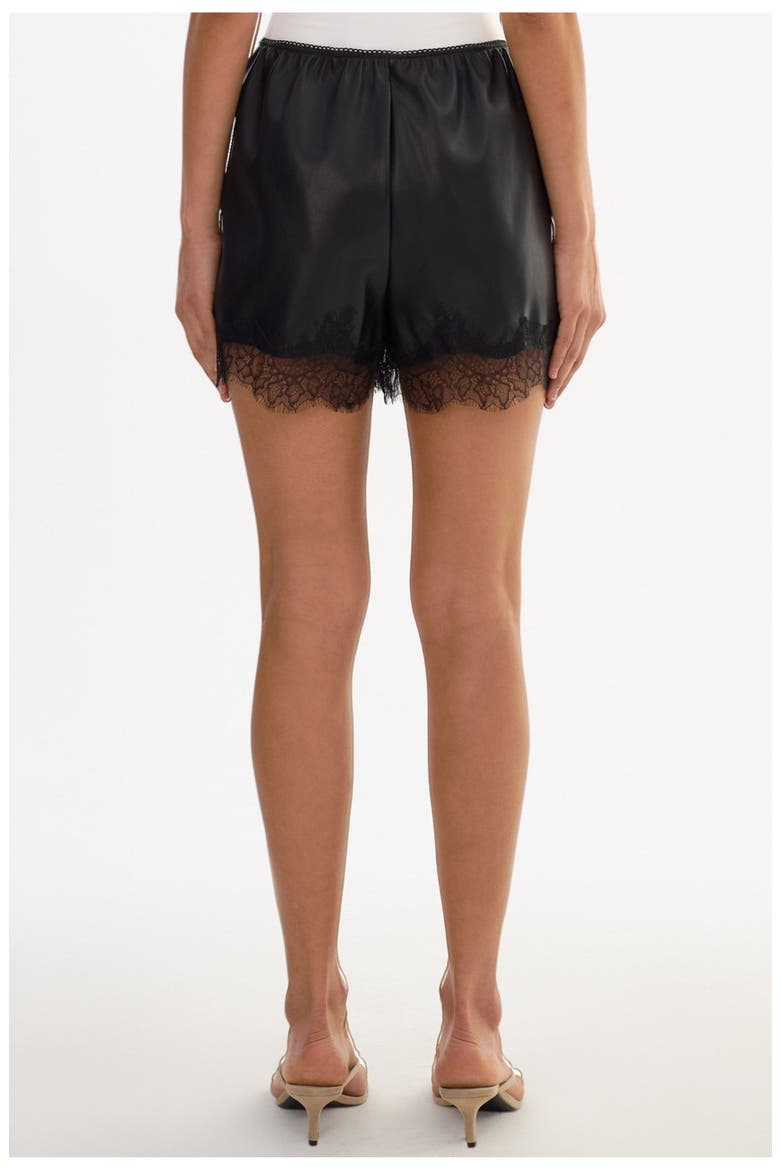 FARAH | Lace Faux Leather Short, Alternate, color, Black