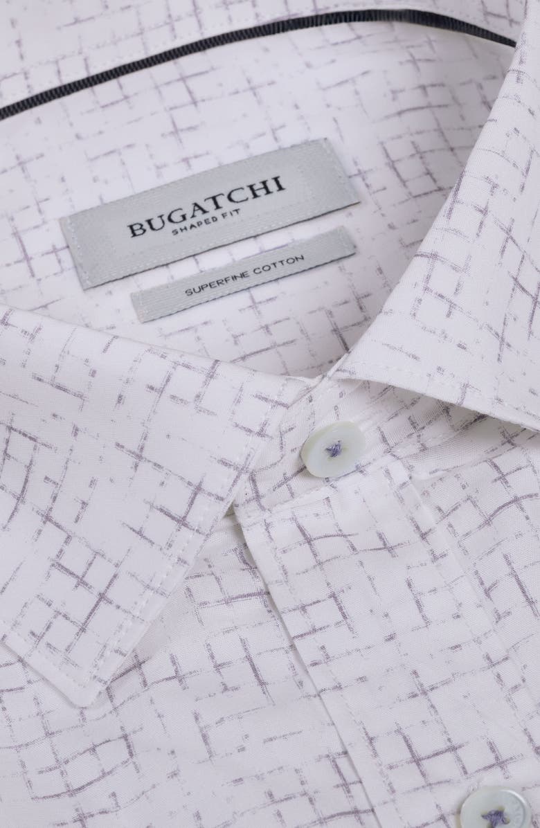 Bugatchi Axel Shaped Fit Crosshatch Print Cotton Button-Up Shirt, Alternate, color, Orchid