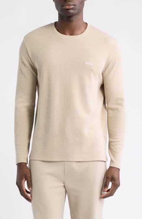 Long Sleeve Waffle Knit Pajama Shirt