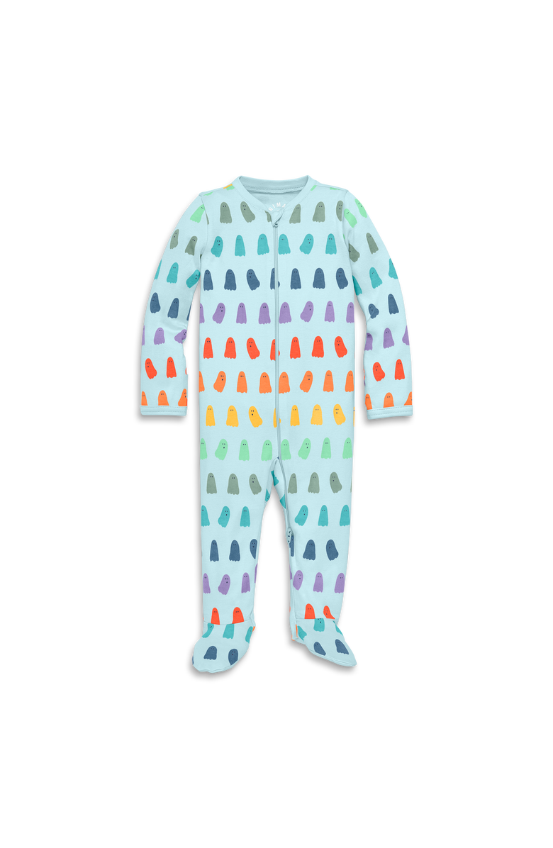 Primary Baby Organic Zip Footie in Rainbow Ghosts, Main, color, Saltwater Rainbow Ghosts