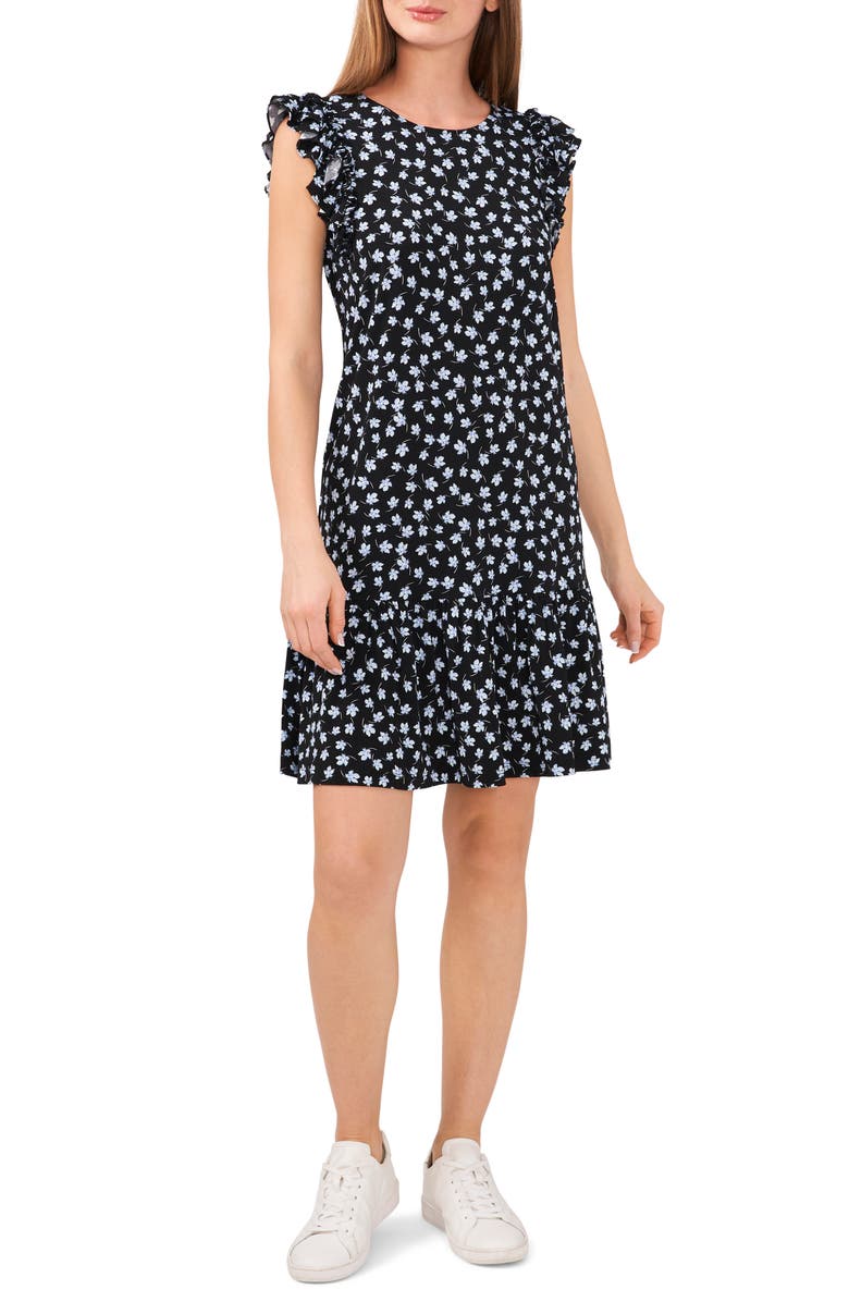 CeCe Floral Flutter Sleeve Shift Dress, Main, color,