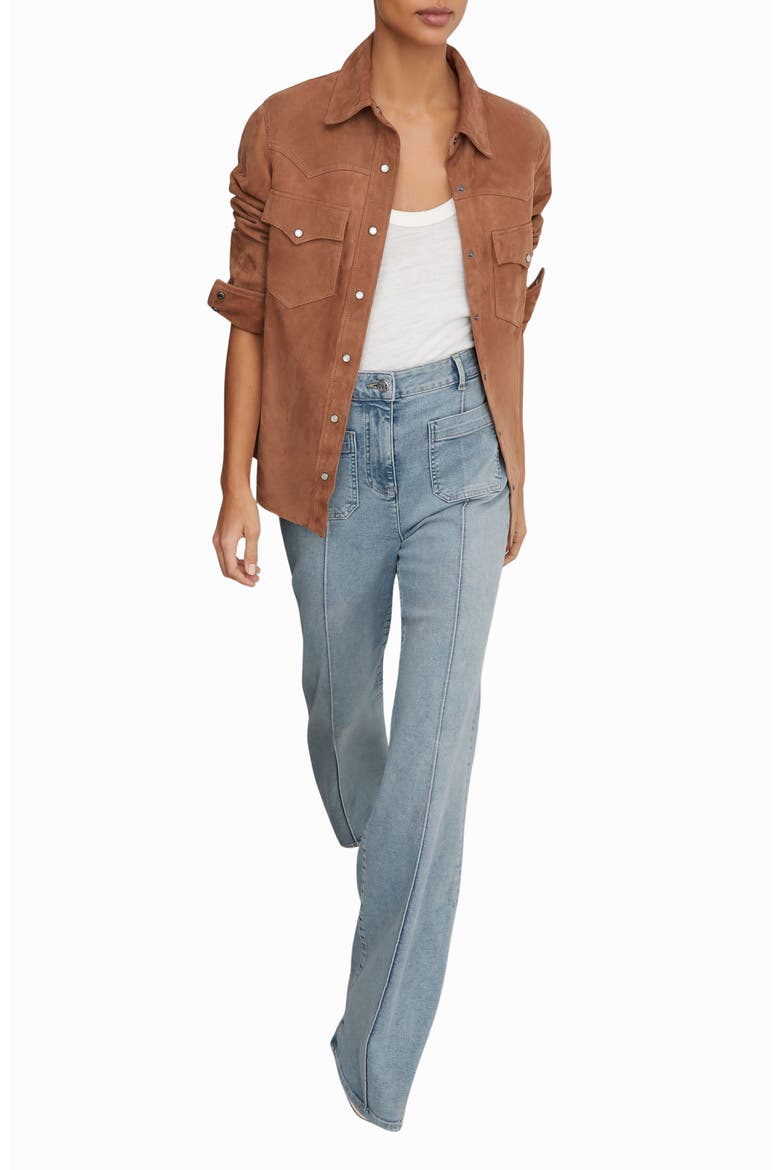 Sakura Pintuck Patch Pocket Wide Leg Jeans, Alternate, color, LIGHT BLUE