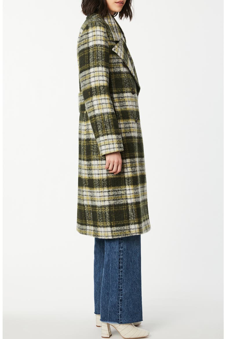 Plaid Double Breasted Wool Blend Coat, Alternate, color, GREEN PLAID