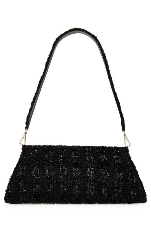 Simone Rocha Pochette Valentine Glitter Tweed Shoulder Bag In Black