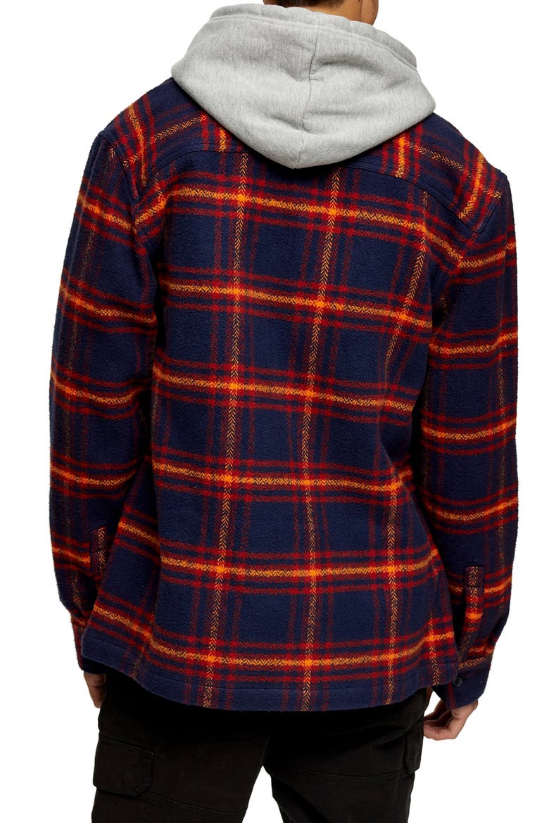 Plaid Button-Up Flannel Shirt Jacket, Alternate, color, NAVY  MULTI