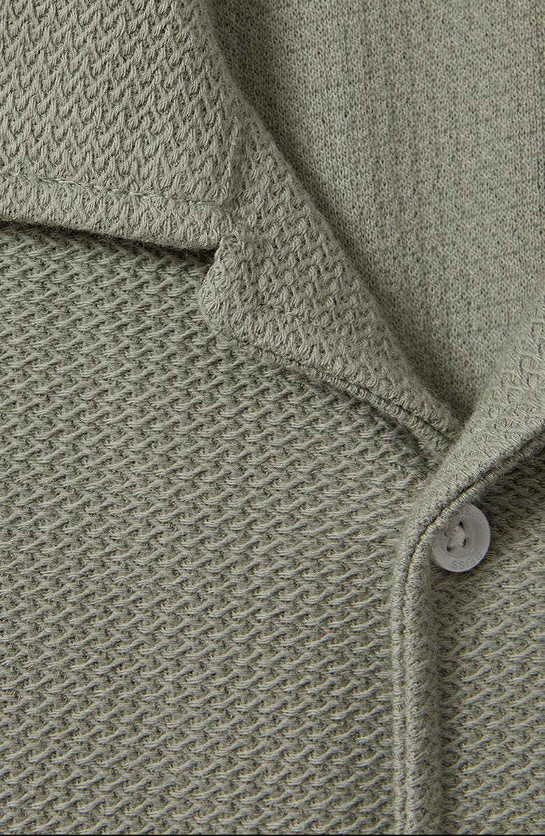 Reiss Kids' Gerrard Jr. Textured Short Sleeve Cotton Knit Button-Up Shirt, Alternate, color, Pistachio