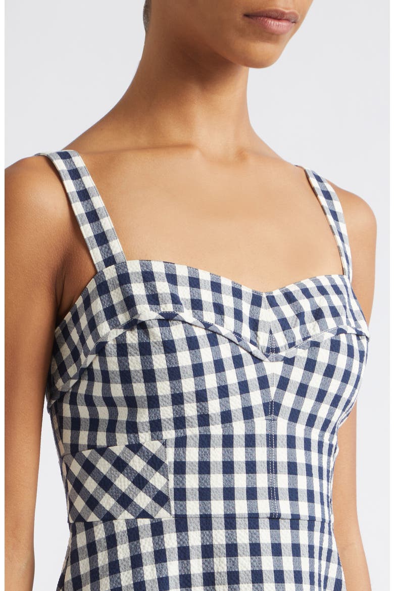 Aila Gingham Check Midi Dress, Alternate, color, NAVY DOVE