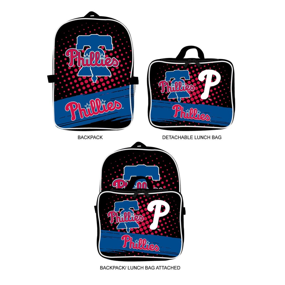 Philadelphia Phillies Backpack & Lunch Box 2-Piece Set, Main, color, Black