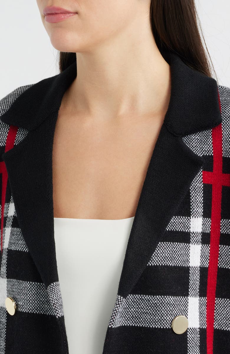 KASPER Double Breasted Coatigan, Alternate, color, Black Multi