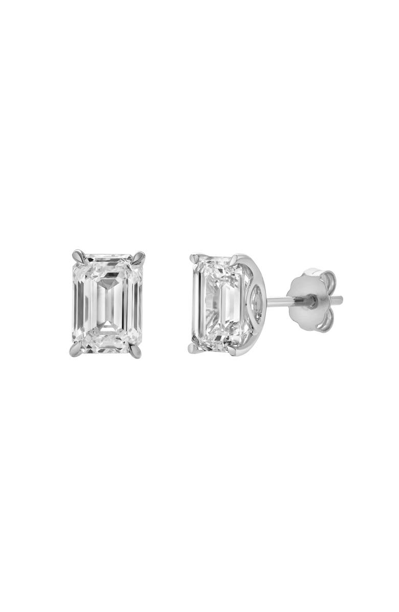 LuvMyJewelry Viridian 14K White Gold Lab Grown Emerald Cut Solitaire Diamond Earrings - 2.02 Cts, Main, color, 14K White Gold
