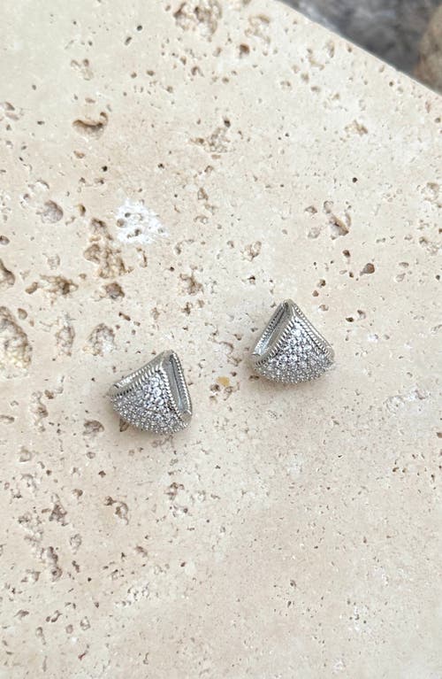 Adornia Cubic Zirconia Purse Huggie Hoop Earrings In Silver