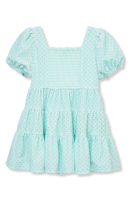 Shop Habitual Kids Kids' Square Neck Tiered Velour Dress In Aqua