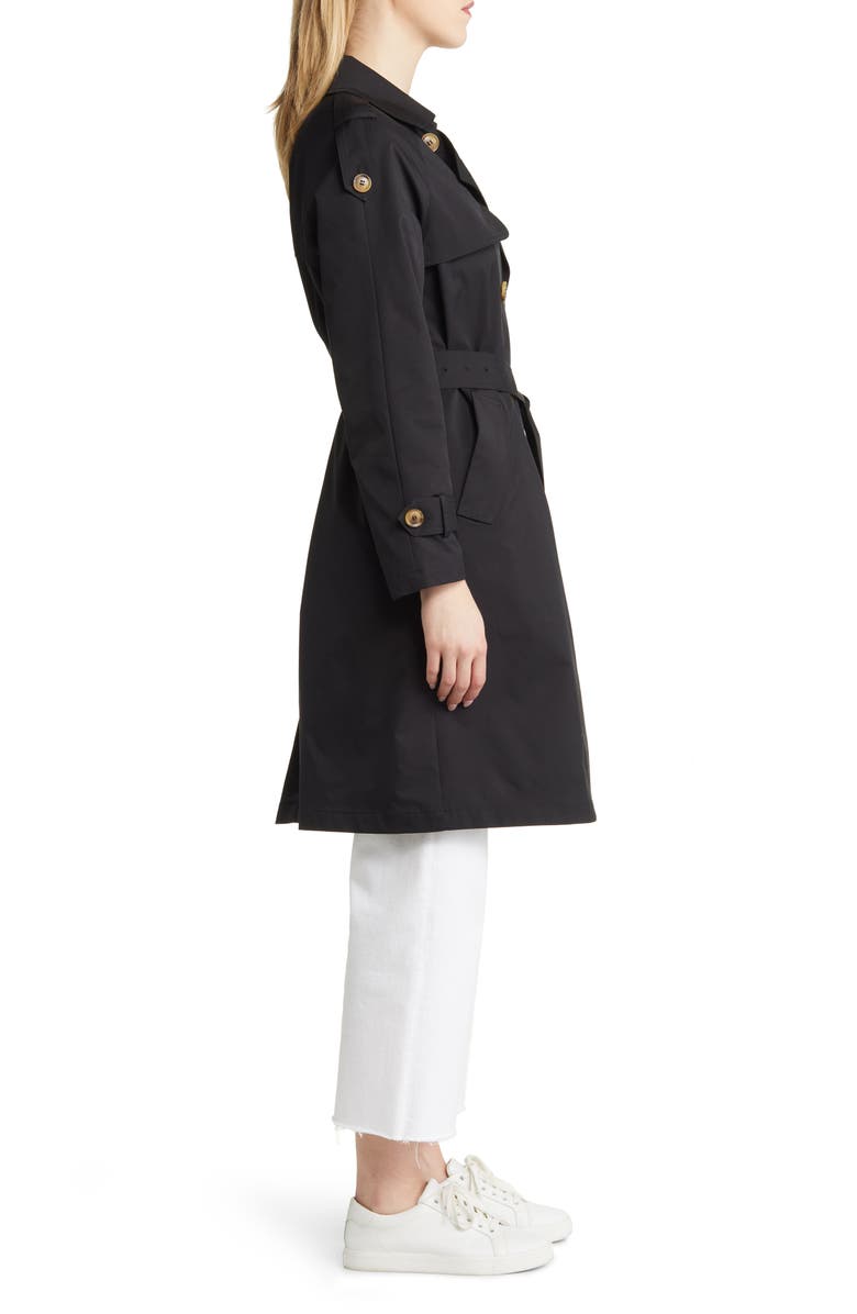 BCBGMAXAZRIA Gun Flap Double Breasted Belted Trench Coat, Alternate, color,