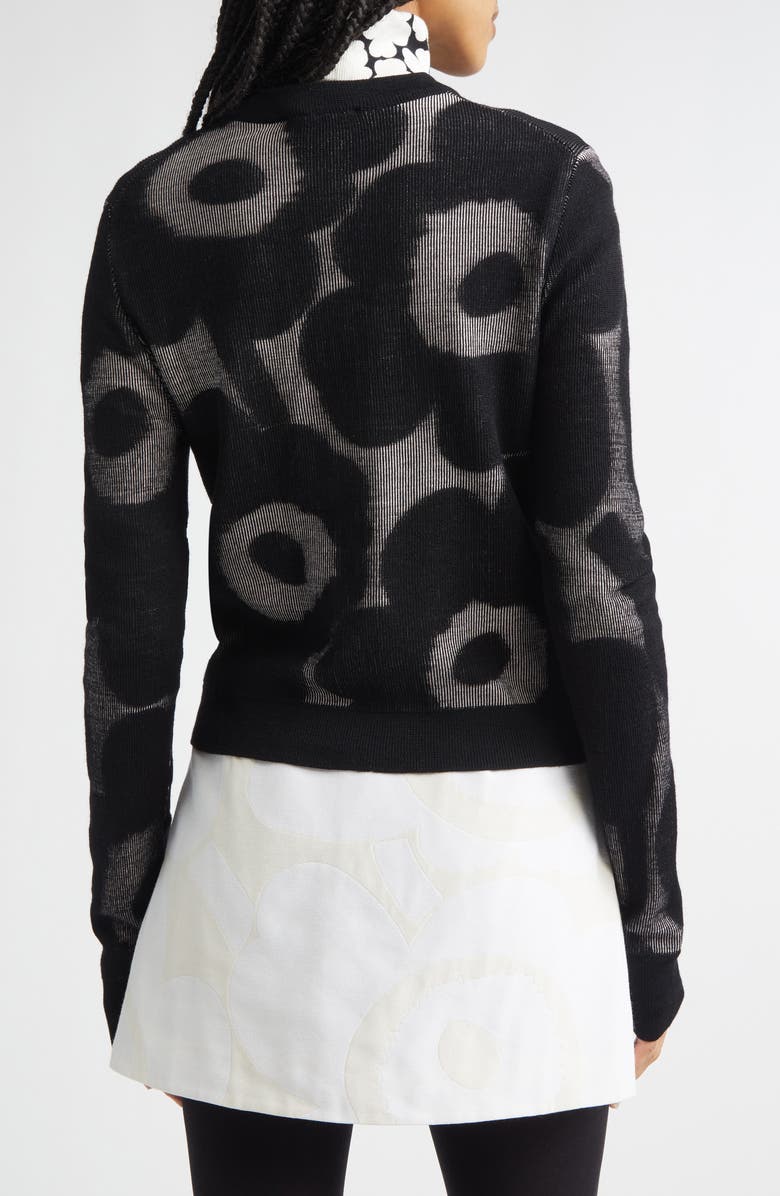 Marimekko Innoittaa Unikko Jacquard Rib Wool Blend Cardigan, Alternate, color, Black Light Pink